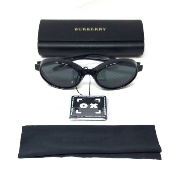 Burberry Black Oval Polarized B4141 3001/87 54-21-135 Sunglasses w/ Case - Italy - Picture 1 of 11